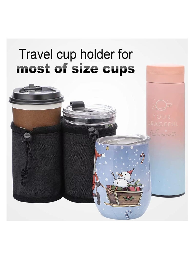 Generic Luggage Cup Holder Travel, Hands-Free Coffee Holder with 2 Coffee Mugs Tightening Drawstring, Travel Essential Accessory for Flying & Travelers  - Image 2