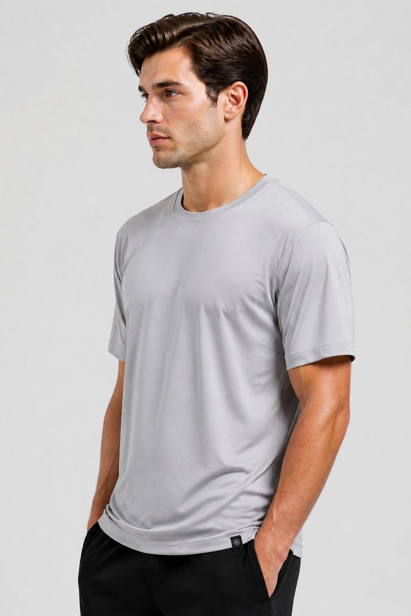 Gaiam Men Slim Fit Short Sleeve Training T-Shirt, Pale Grey - Image 4