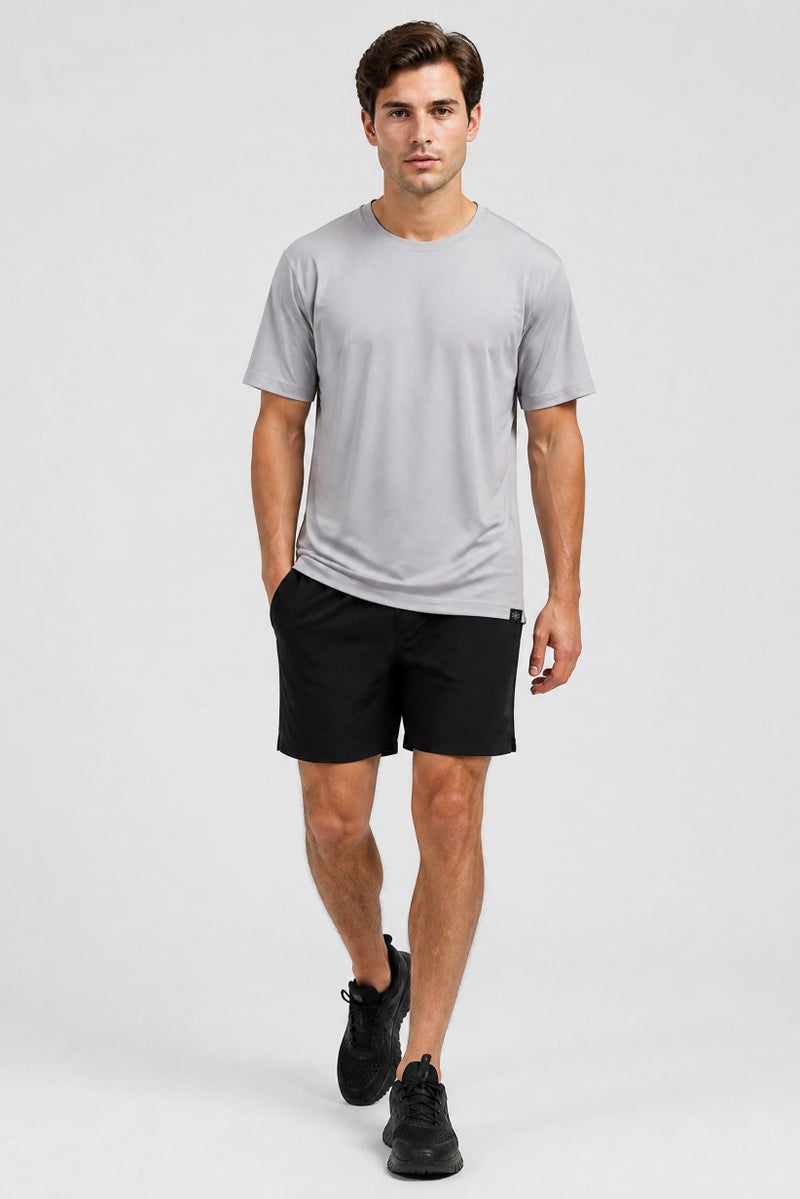Gaiam Men Slim Fit Short Sleeve Training T-Shirt, Pale Grey - Image 2
