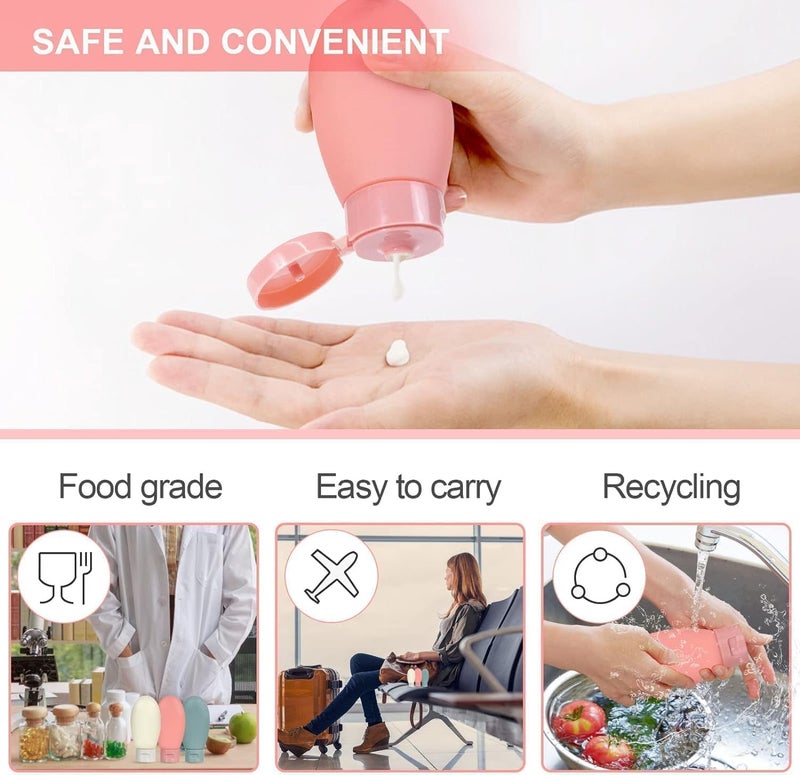 HSR 3 Pcs Travel Shampoo Bottles Set, 60ML Leak Proof Refillable Squeezable Containers Set, Liquid Travel Accessories for Toiletry, Shampoo, Soap, Body Wash - Image 5