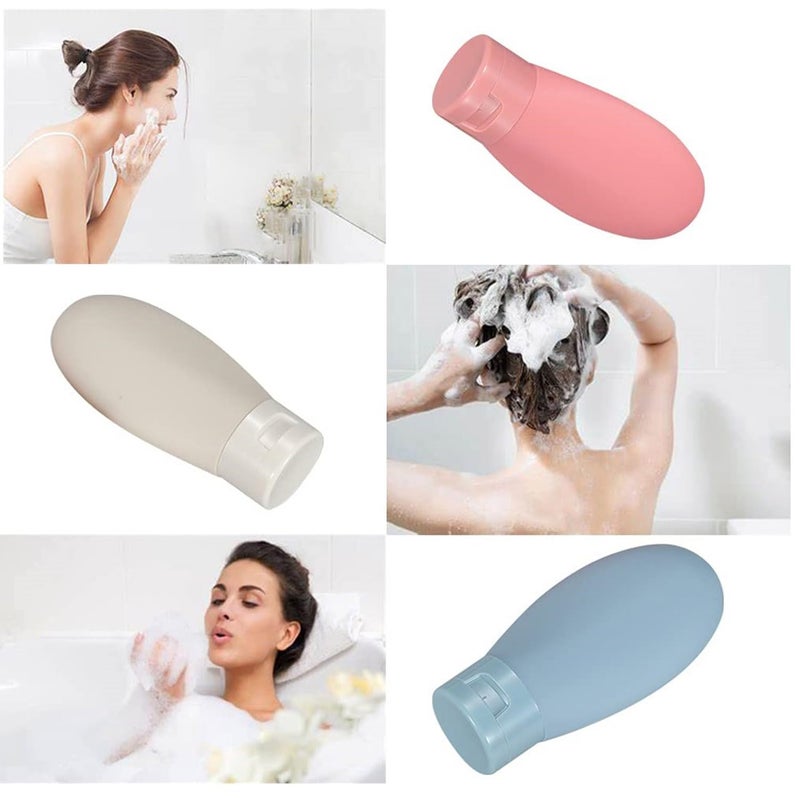 HSR 3 Pcs Travel Shampoo Bottles Set, 60ML Leak Proof Refillable Squeezable Containers Set, Liquid Travel Accessories for Toiletry, Shampoo, Soap, Body Wash - Image 3