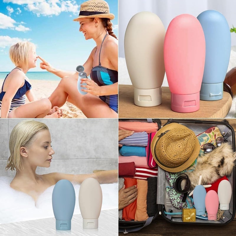 HSR 3 Pcs Travel Shampoo Bottles Set, 60ML Leak Proof Refillable Squeezable Containers Set, Liquid Travel Accessories for Toiletry, Shampoo, Soap, Body Wash - Image 2