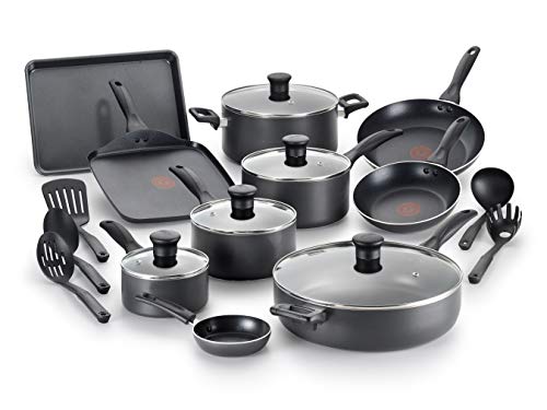 T-fal Everything in Kitchen Total Nonstick Diswasher Safe Pots and Pans Cookware Set, 20-PC, Black - Image 1