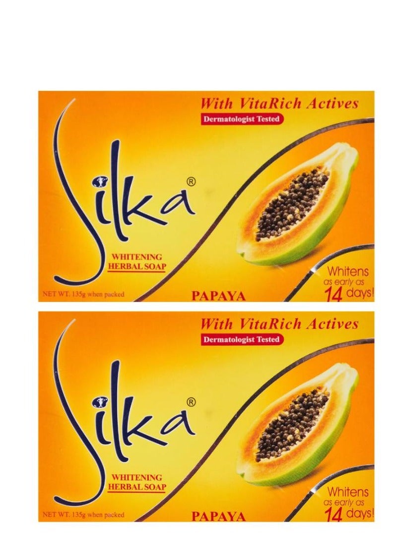 Silka Papaya Skin Whitening Herbal Soap 135g 2pcs