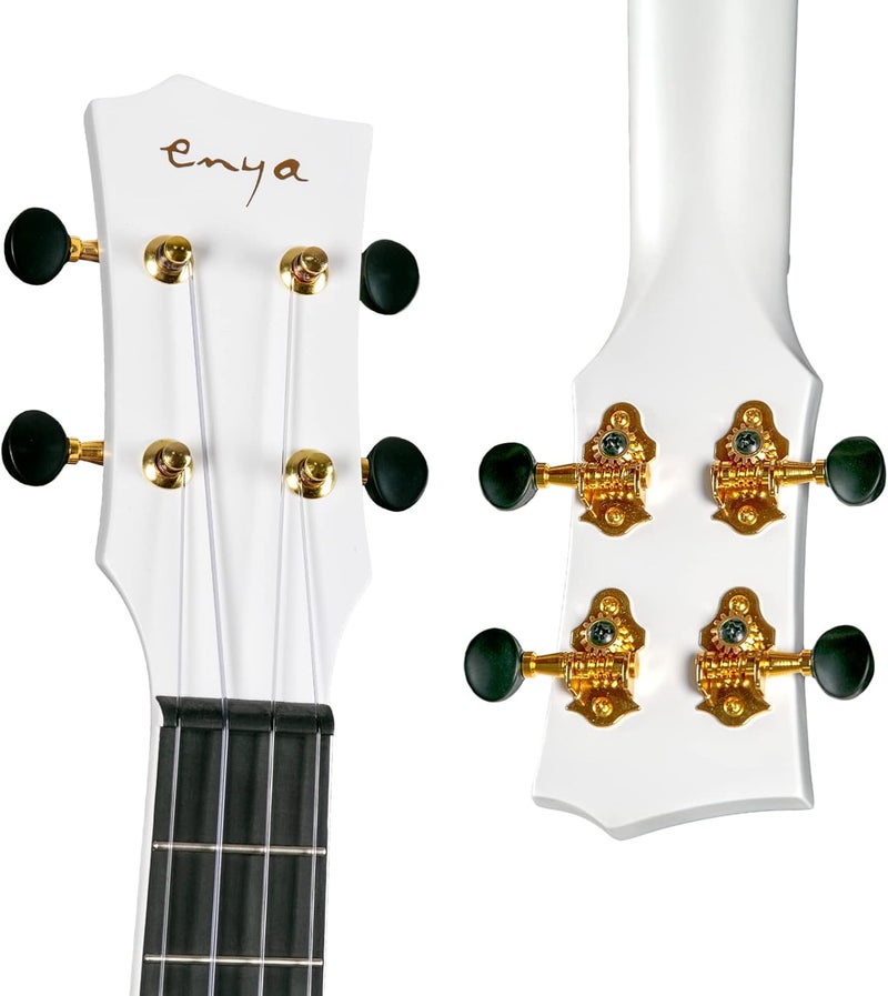Enya Nova UE Pro 26 Inch Tenor Ukulele Bundle with Case, Strap, Capo, and Strings - White - Image 5