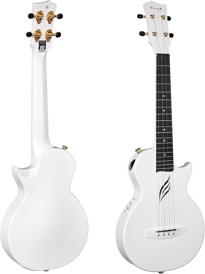 Enya Nova UE Pro 26 Inch Tenor Ukulele Bundle with Case, Strap, Capo, and Strings - White - Image 2