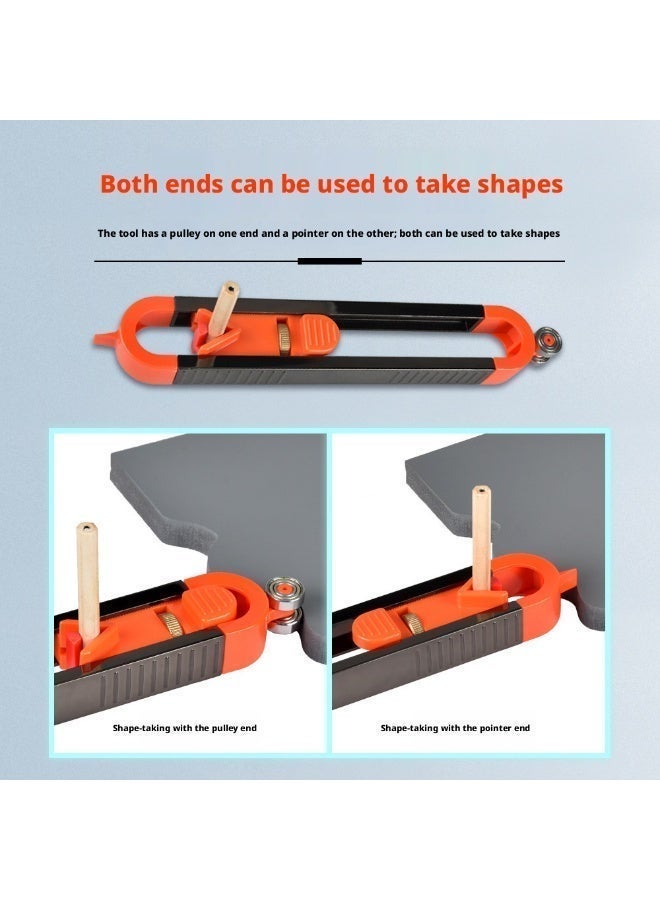Metal Contour Gauge Profile Copy Tool Irregular Shape Measuring Ruler for Woodworking Tile Flooring Edge Copying Tool with 2 Pencils - Image 3