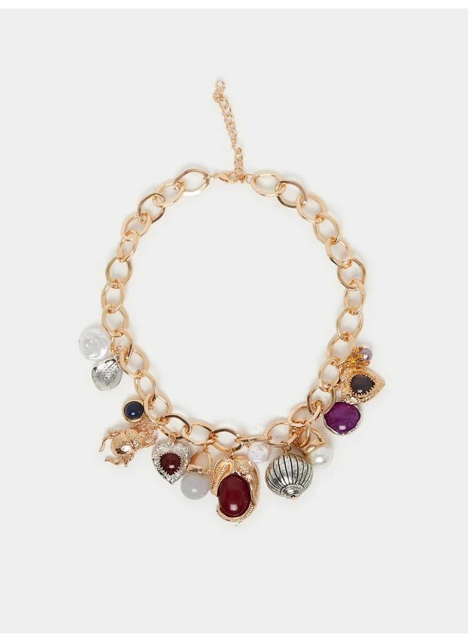 ستايلي Styli Multi Charm Link Chain Necklace