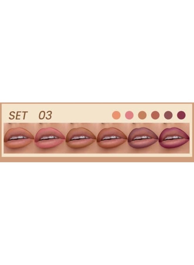 pudaier Lip Liner Set, 6 Pcs, Pure Natural Oak Brown Pink Red Series Lip Liners, Smooth and High Pigmented Lip Makeup Pencil - Image 2