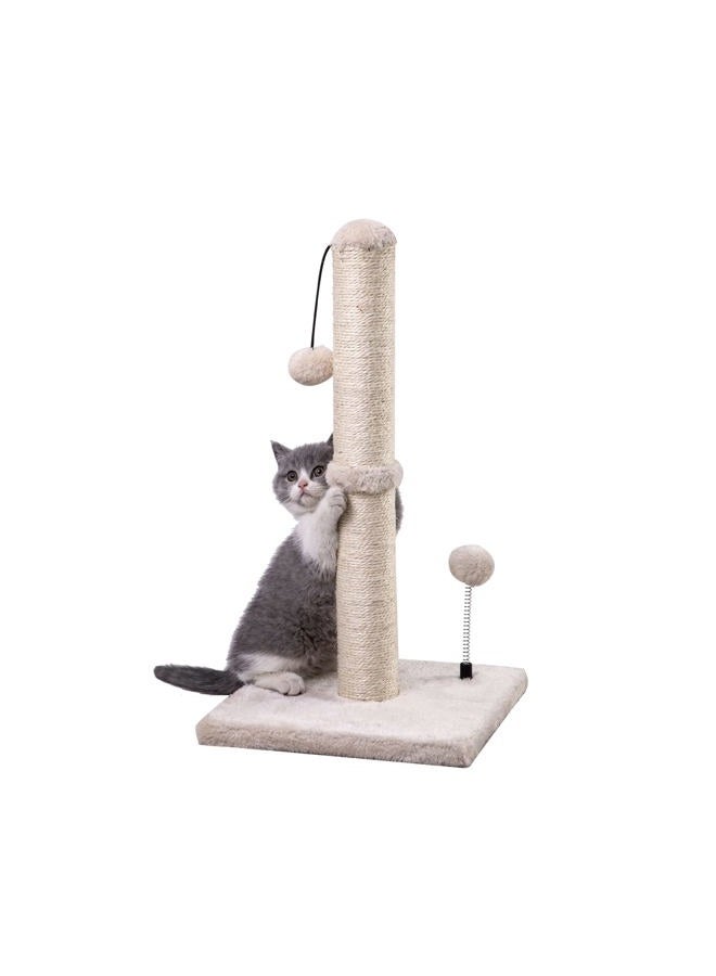 MECOOL Cat Scratching Post Premium Basics Kitten Scratcher Sisal Scratch Posts with Hanging Ball 22in for Kittens or Smaller Cats (22 inches for Kitten, Beige) - Image 1