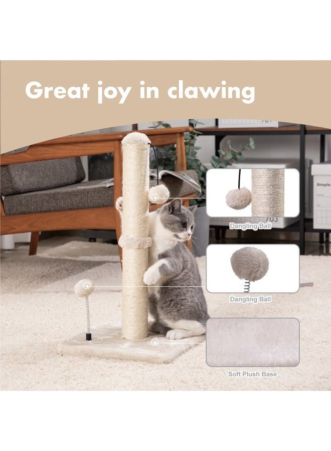 MECOOL Cat Scratching Post Premium Basics Kitten Scratcher Sisal Scratch Posts with Hanging Ball 22in for Kittens or Smaller Cats (22 inches for Kitten, Beige) - Image 2