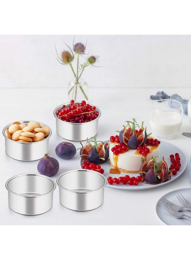 تيم فار قالب كيك تيم فار 4 بوصة، مجموعة من 6 قوالب كيك دائرية من الفولاذ المقاوم للصدأ، للخبز والتقديم على البخار، صحية ومتينة، ذات لمسة نهائية عاكسة وآمنة للاستخدام في غسالة الأطباق - Image 5