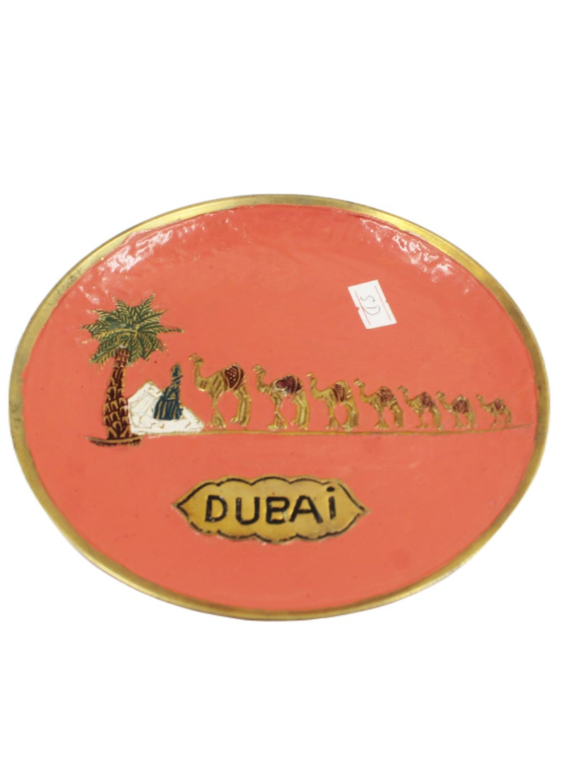 Antique Museum BRASS DUBAI TRADITIONAL HAND PAINTED PLATE  - Image 1