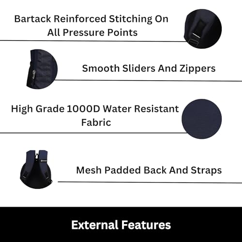 HYDER Cube 30L Unisex Multi-functional Laptop Bag/Backpack for Men and Women - Perfect Bags for College, School, and Business Travel with Padded Sleeve For Laptops Protection (Blue) - Image 5