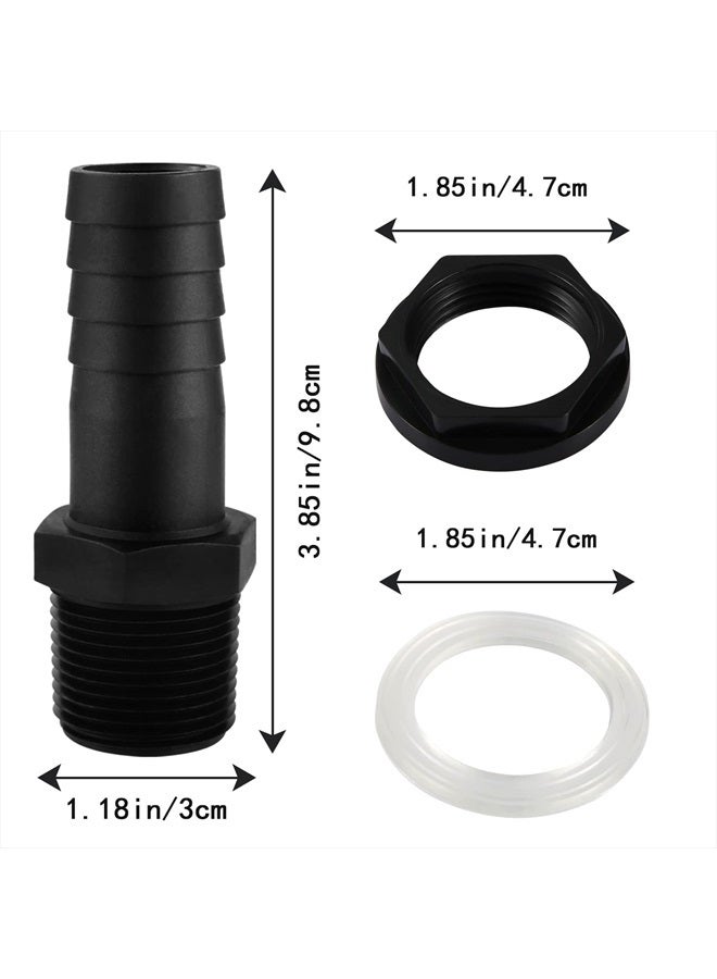 SAVITA 2 Sets PVC Bulkhead Fitting 1 Inch PVC Bulkhead Water Tank Connector Adapter Fitting with Rubber Seal Rings and Locking Nuts for Rain Barrels, Water Tanks, Aquariums (Black) - Image 2