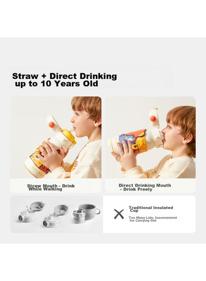 Imperial Pet Huangchong Children's Insulated Cup, Elementary School Student Direct Drinking Large Capacity Water Bottle, Straw Cup, Outdoor Water Bottle, Two-in 550ml + Cup Sleeve - Image 2