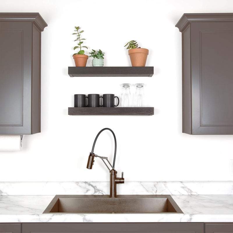 Hillman HIGH & MIGHTY 515615 Modern 36" Floating Shelf Holds up to 25lbs, Easy Tool-Free Dry Wall Installation, Flat, Retail Packaging, Espresso - Image 4