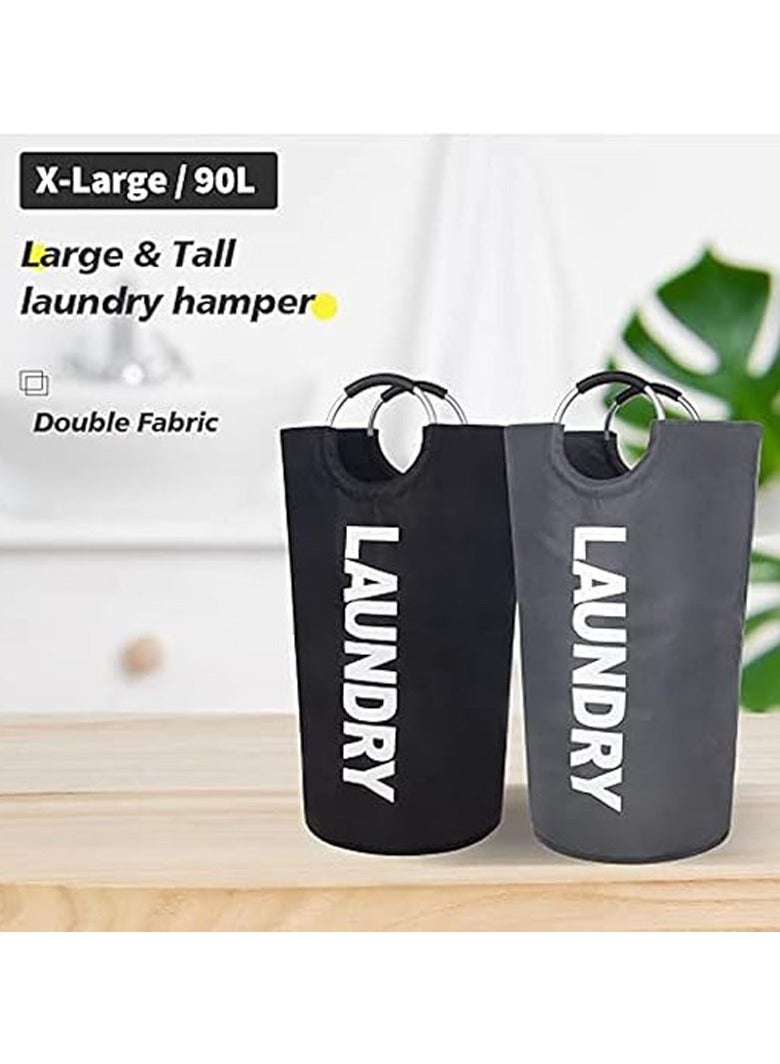 90L Large Laundry Baskets, Laundry Hamper Stands Up Well, Laundry Bag with Padded Handles, Waterproof Laundry Basket Collapsible, Clothes Hamper for Bathroom, Laundry, College - Image 3