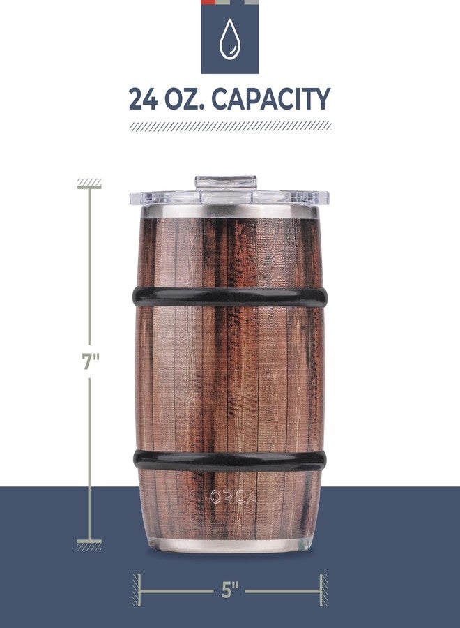ORCA Double Barrel 24oz | Temperature Insulated, Stainless Steel Tumbler with a Classy Wood Grain Print, for Whiskey, Beer, Coffee or Whatever You're Having - Dark Oak - Image 3