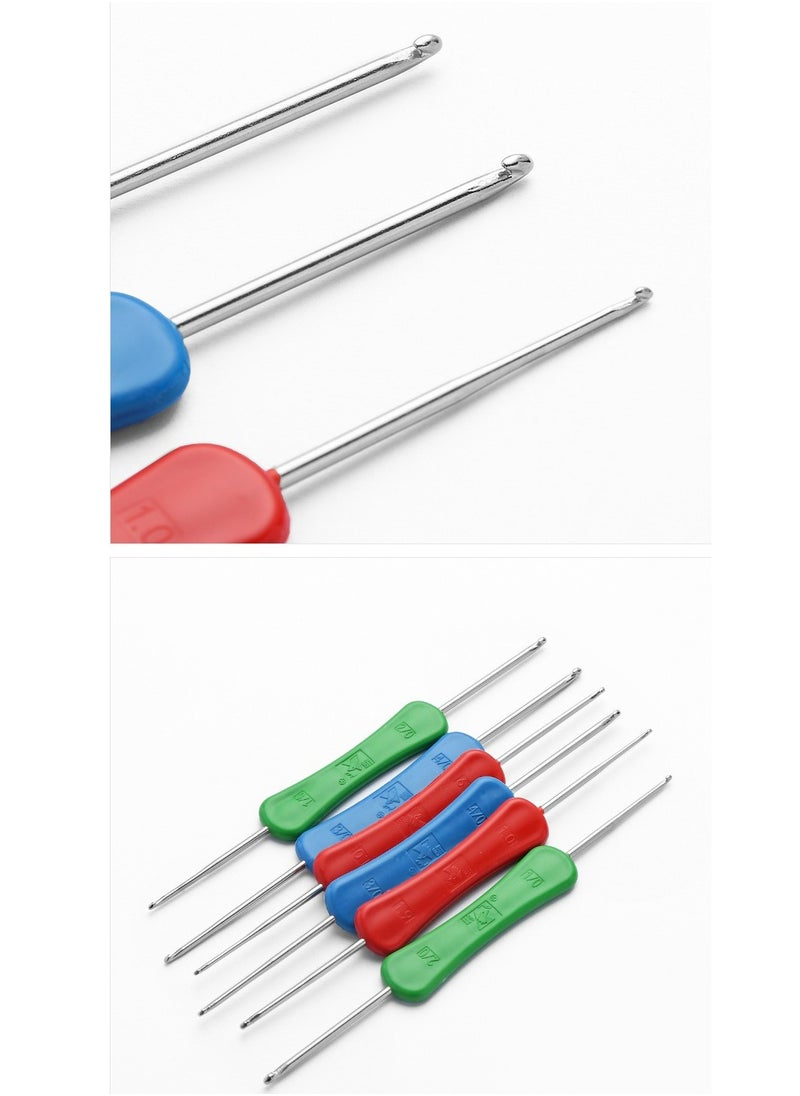 6-Piece Needlework Crochet Hooks,Handmade crochet hooks, sweater knitting tools, double-ended crochet hooks with colored plastic handles, wool crochet hooks, sweater crochet hooks（Random Color）