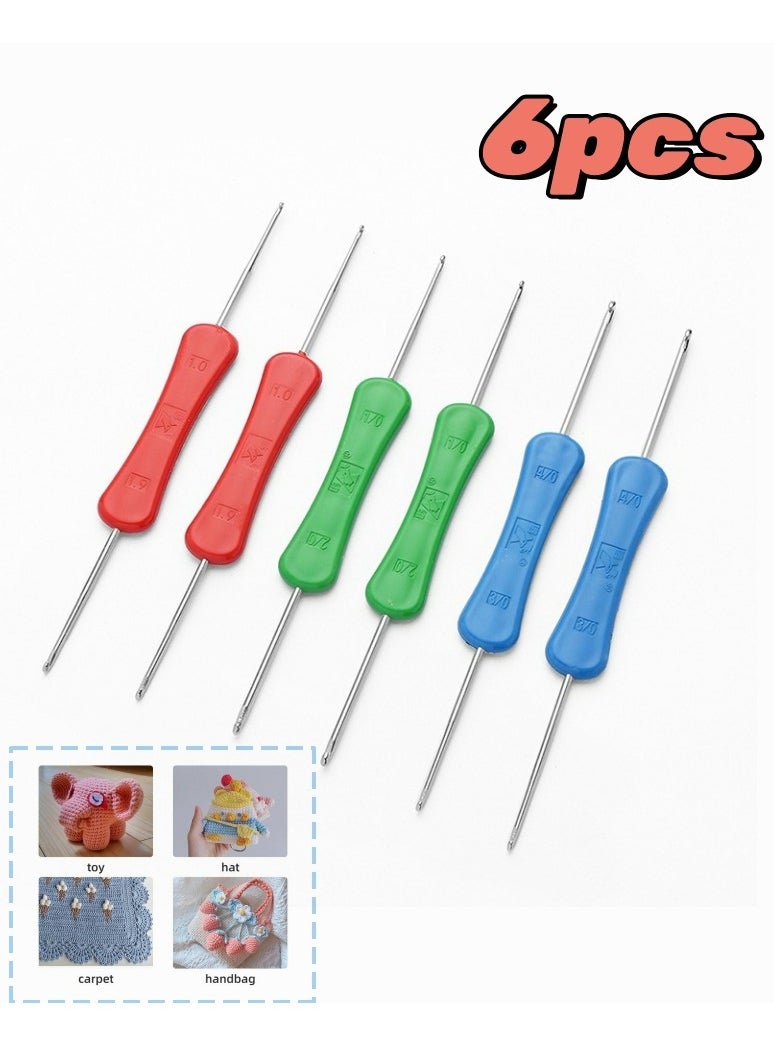 6-Piece Needlework Crochet Hooks,Handmade crochet hooks, sweater knitting tools, double-ended crochet hooks with colored plastic handles, wool crochet hooks, sweater crochet hooks（Random Color）