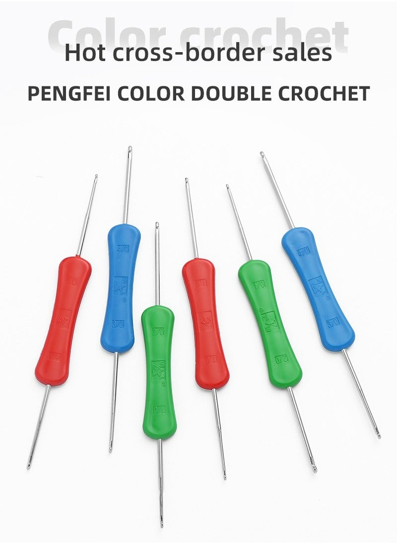 6-Piece Needlework Crochet Hooks,Handmade crochet hooks, sweater knitting tools, double-ended crochet hooks with colored plastic handles, wool crochet hooks, sweater crochet hooks（Random Color）
