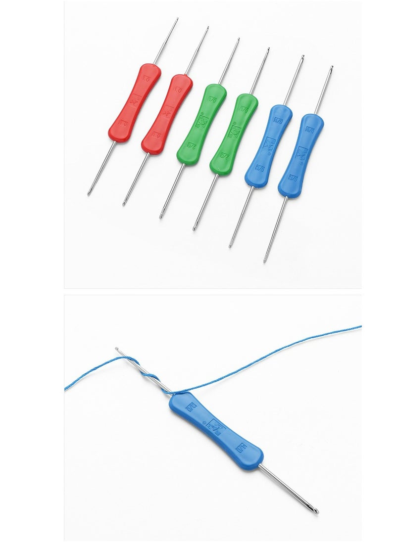 6-Piece Needlework Crochet Hooks,Handmade crochet hooks, sweater knitting tools, double-ended crochet hooks with colored plastic handles, wool crochet hooks, sweater crochet hooks（Random Color）
