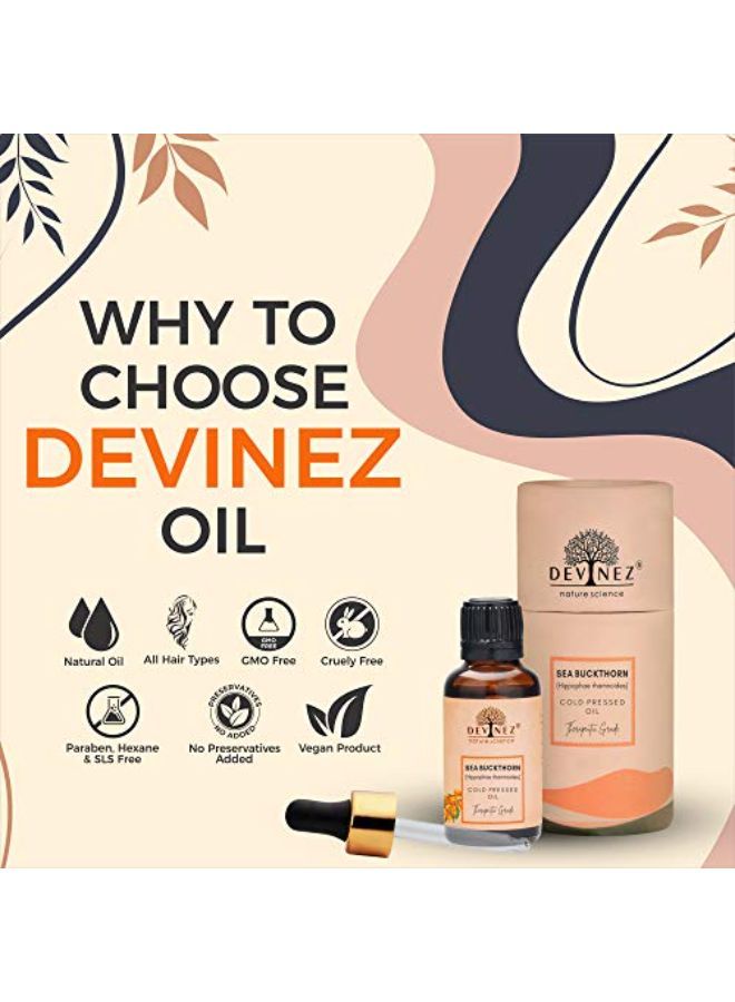 Devinez Sea Buckthorn Cold-Pressed Oil, 50Ml 100% Pure, Natural & Undiluted, Calms Irritated Skin, Repairs Damaged Skin, Moisturizes Dry Skin, Soothes Sunburn, Powerful Anti-Aging Properties - Image 2