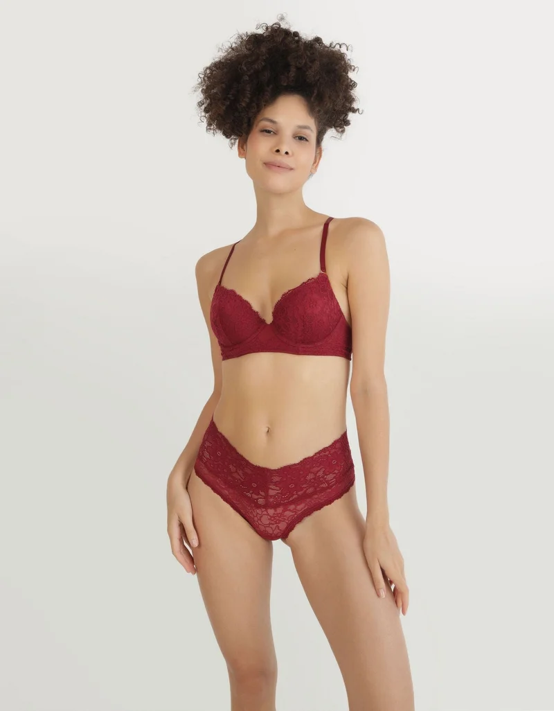 Aerie Real Power Plunge Push Up Eyelash Lace Bra