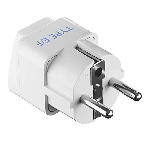 Ceptics India to European Travel Adapter (Schuko) - Type E/F India to Europe - CE Certified - RoHS Compliant - White - 1 Pack - 5 Years Warranty - Image 1