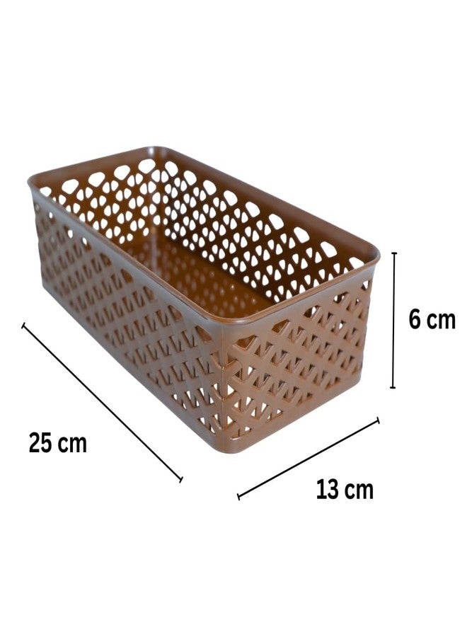 Simply Home Libra -1 Multi-Purpose Plastic Storage Basket|Stackable Organizer Tokri For Home,Kitchen,Bathroom & Office|Ideal For Toys,Clothes,Cosmetics,Stationery|Set Of 3|Brown - Image 2