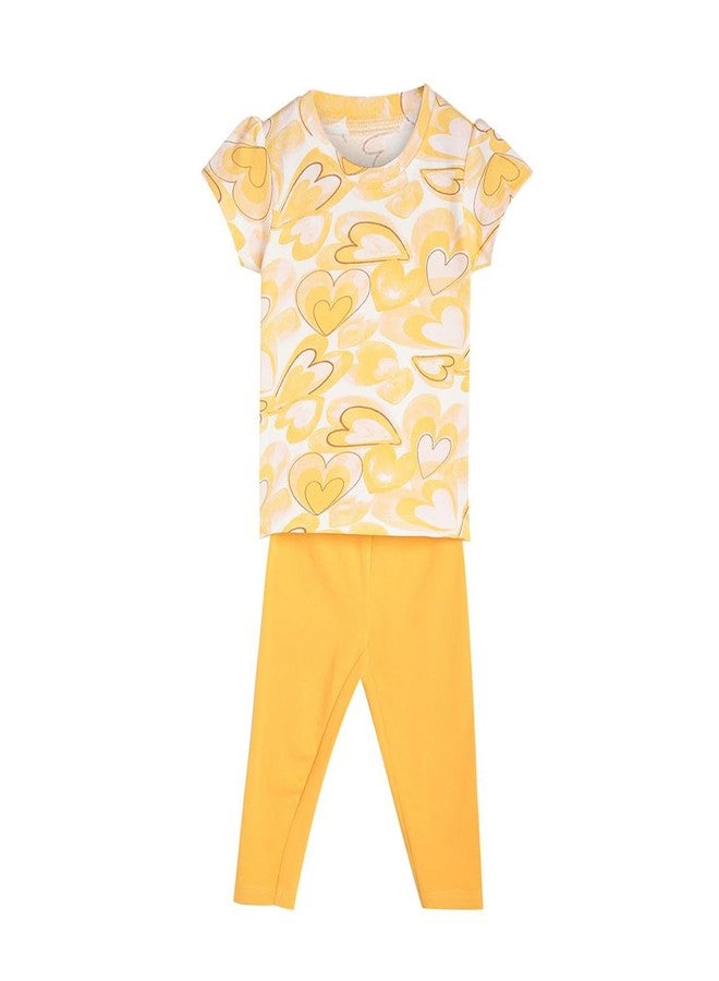 miniklub Baby Round Neck Half Sleeve Knitted Cotton Yellow Color Clothing Set, Pack Of 2 (0-3M) - Image 1