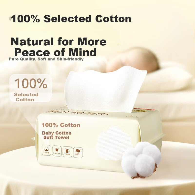 JD Jing Zao JD Original Thick Cotton Soft Towels for Babies, 80 Sheets  6 Packs, Wet And Dry Use, Pure Cotton Face Towels, 100% Cotto - Image 3