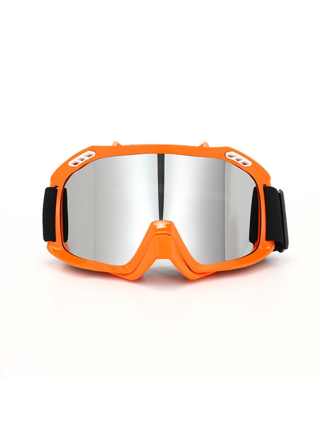 Orange Frame Silver Spot Motorcycle Cross-country Goggles Speed Mountain Bike Down Riding Wind And Sand Glasses Motorcycle Helmet Goggles