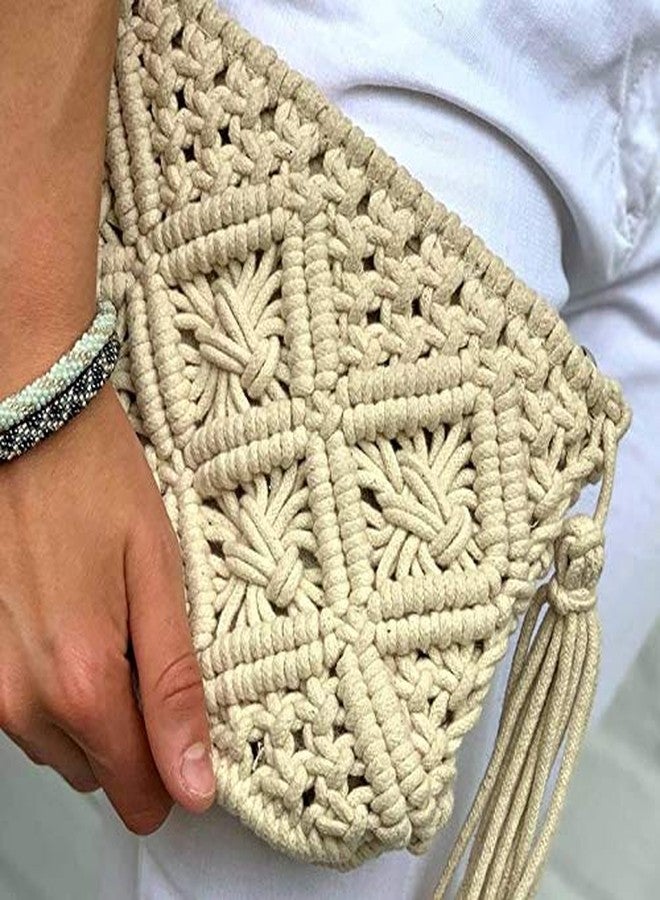 COTTONCUBE Cream-Coloured textured clutch 1 main compartment with zip closure small size - Image 2