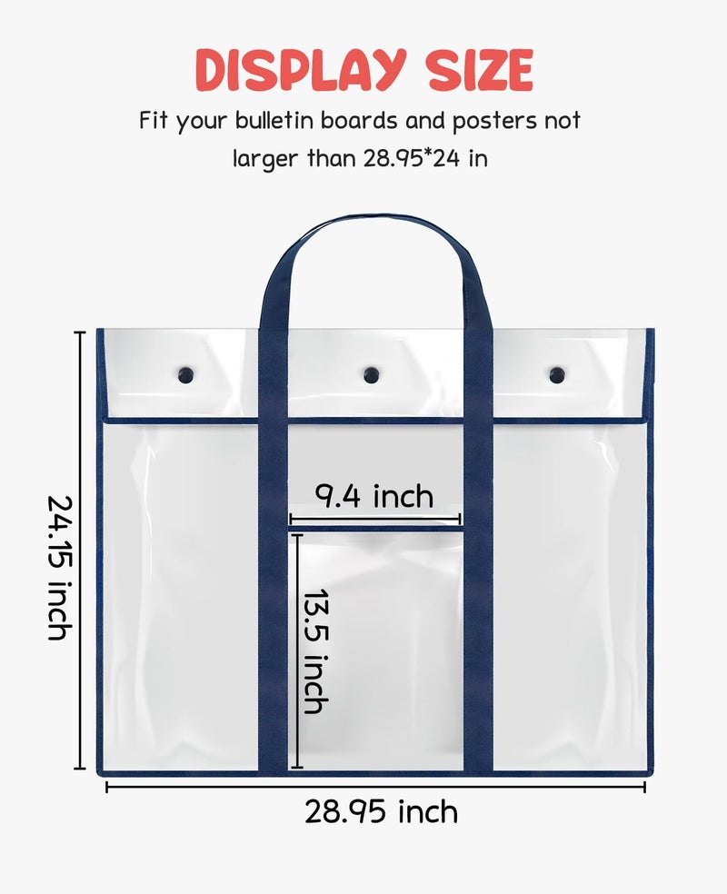 GAMENOTE 2 Pack Large Poster Storage Bag (31.5"×25.5") Bulletin Board Holder Art Portfolio Container for Teachers Classroom Organization - Image 3