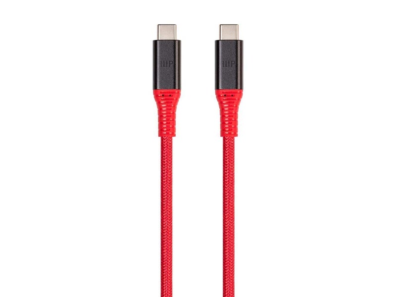 Monoprice Durable USB 3.2 Gen 2 Type-C Data and Power Kevlar Reinforced Nylon-Braid Cable - 1 Meter - Red | 5A/100W - AtlasFlex Series - Image 1