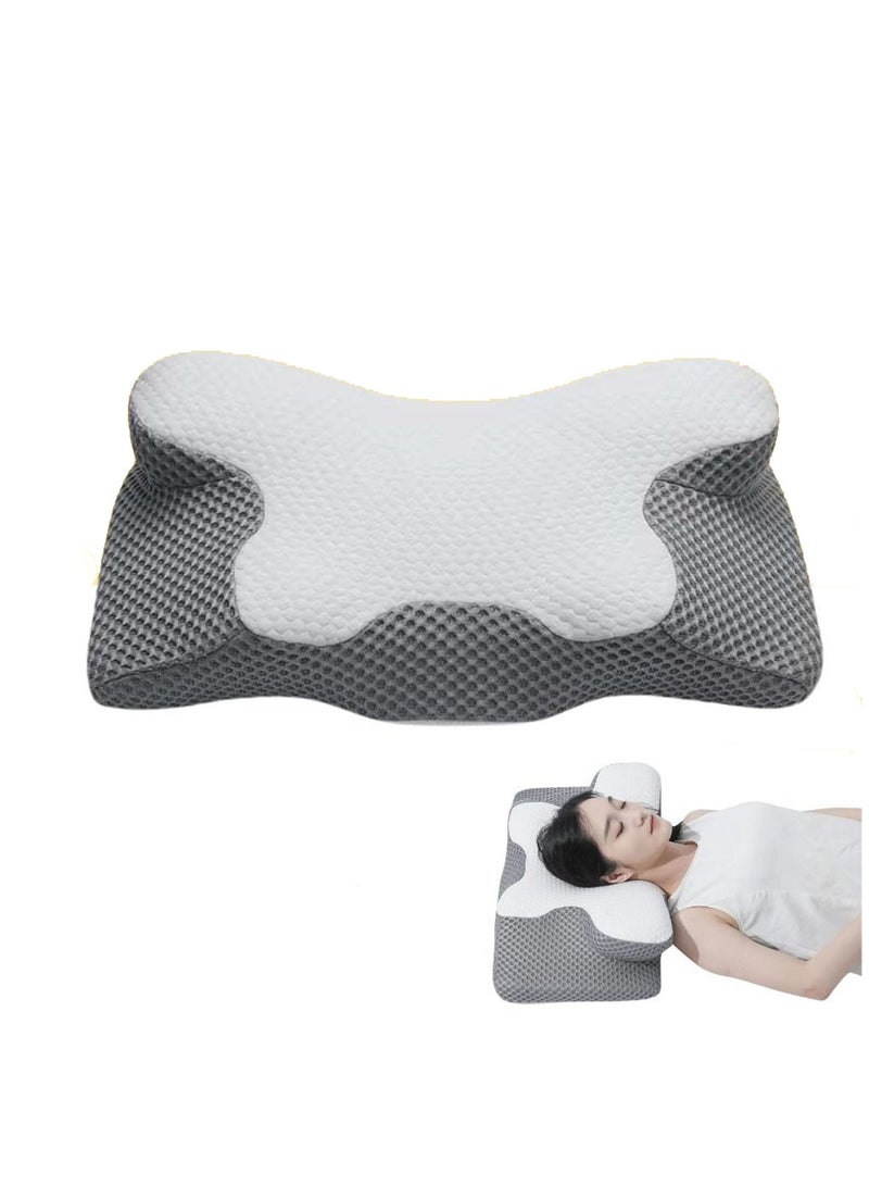 SYOSI وسادة عنق cervical لتخفيف آلام العنق والكتف، وسادة من رغوة الذاكرة عديمة الرائحة، وسادة عنق cervical، وسادات دعم عنق عظمية مريحة لدافئين الجنب والظهر والمعدة (رمادي) - Image 1