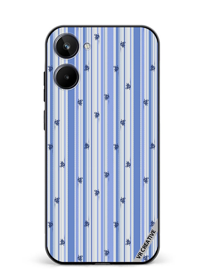 VR CREATIVE Protective Case Cover For Realme 10 Stripe Stencil Floral With Polka Dots Design Multicolour - Image 1
