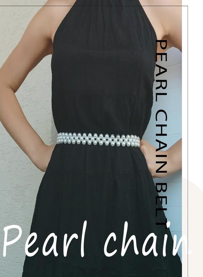 Bmirth Pearl Waist Chain Pearl Chain Belt Belly Body Jewelry for Women (White waist chain) - Image 3