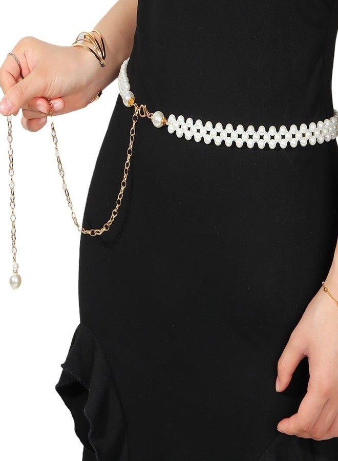 Bmirth Pearl Waist Chain Pearl Chain Belt Belly Body Jewelry for Women (White waist chain) - Image 4