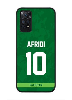 Rugged Black Edge Case for Redmi Note 11 4G / Redmi Note 11S, Slim fit Soft Case Flexible thin Cover - Player Name - AFRIDI, Jersey Number- 10