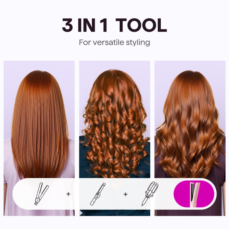 Wavytalk Airflow Styler Curling Iron, Cool Curl, 360Â° Cool Air Lock in Style for Lasting Curls, Reduces Damage, 2 in 1Hair Straightener and Curler, 1.25 Inch, Anti-Scald for Short Long Hair, Pink - Image 2