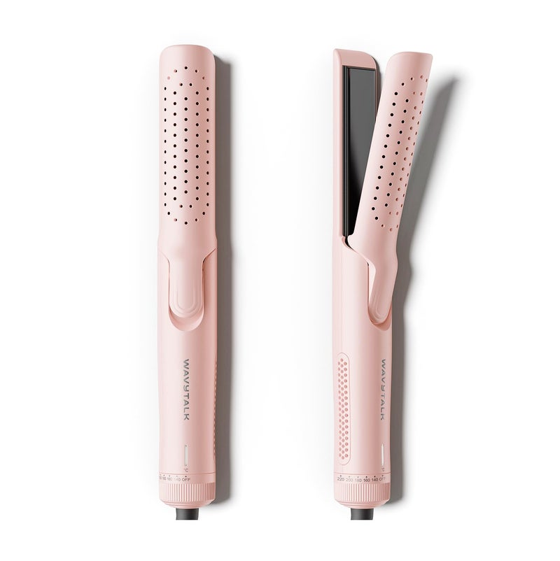 Wavytalk Airflow Styler Curling Iron, Cool Curl, 360Â° Cool Air Lock in Style for Lasting Curls, Reduces Damage, 2 in 1Hair Straightener and Curler, 1.25 Inch, Anti-Scald for Short Long Hair, Pink - Image 1