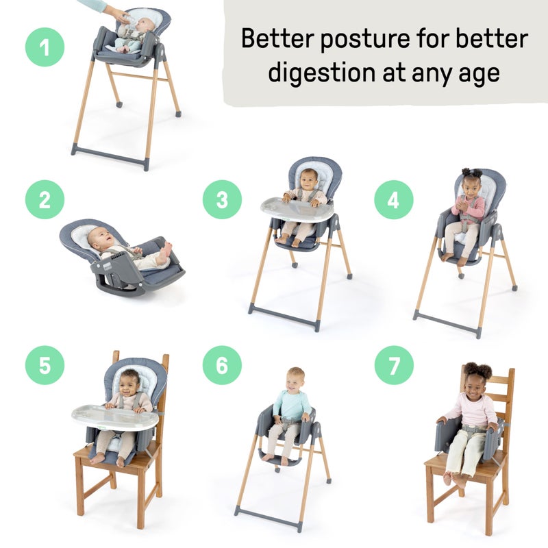 Ingenuity Proper Positioner Deluxe High Chair - 7-in-1 Convertible Baby Seat, Faux Wood Print Legs, Unisex, for Ages 0-36 Months - Image 2