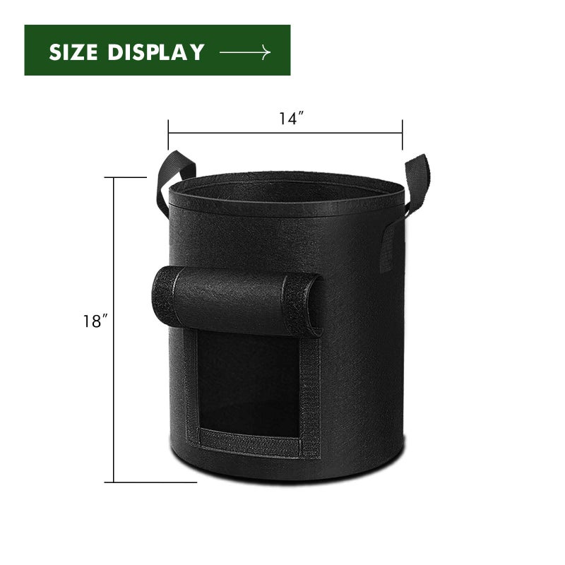 Cavisoo 5-Pack 10 Gallon Potato Grow Bags, Garden Planting Bag with Reinforced Handle, Thickened Nonwoven Fabric Pots for Tomato, Vegetable and Fruits - Image 2