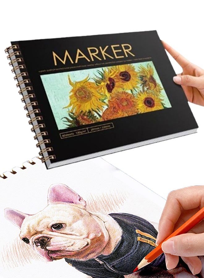 Generic 60 Sheets Thickened Sketchbook A4 Moisture-Resistant Painting Blank Notebook Professional Art Student Sketch Paper Writing Book Suitable For Art Student Sketch Painting Drawing - Image 1