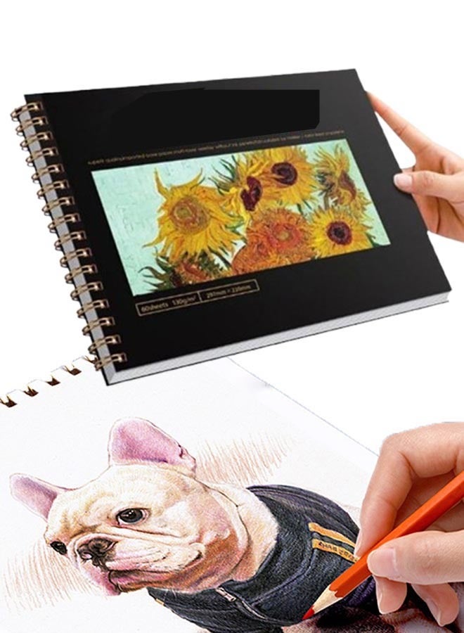 60 Sheets Thickened Sketchbook A4 Moisture-Resistant Painting Blank Notebook Professional Art Student Sketch Paper Writing Book Suitable For Art Student Sketch Painting Drawing - Image 1