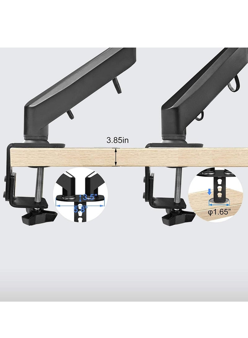 Dual Monitor Arm 32inch, Dual Monitor Mount, Monitor Desk Mount, Dual Monitor Stand Vesa Bracket, Monitor Stands for 17-32inch & 22lbs Monitors VESA Mount Computer Monitor Arm, Double Gas Spring Arm