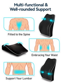 LIMOS Ergonomic Lumbar Support Pillow for Office Chair & Car Seat - Memory Foam Back Cushion for Back Pain Relief, Improved Posture, Breathable Mesh Cover, Dual Adjustable Straps for Chair, Gaming Chair, Recliner, Black  - Image 2